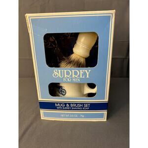 Vtg Surrey Mens Shaving Cup and Brushwith Soap NIB